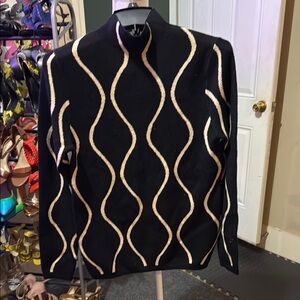 STYLEWE Black and Cream Geometric Sweater